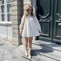 Manfield Beige suède cowboylaarzen^DAMES Laarzen