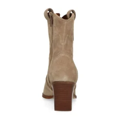 Manfield Beige suède cowboylaarzen^DAMES Enkellaarsjes
