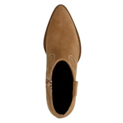 Manfield Beige suède enkellaarsjes^DAMES Enkellaarsjes