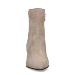 Manfield Beige suède enkellaarsjes met hak^DAMES Enkellaarsjes