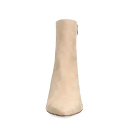 Manfield Beige suède enkellaarsjes met hak^DAMES Enkellaarsjes