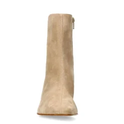 Manfield Beige suède enkellaarsjes met hak^DAMES Enkellaarsjes