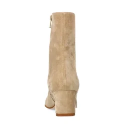 Manfield Beige suède enkellaarsjes met hak^DAMES Enkellaarsjes