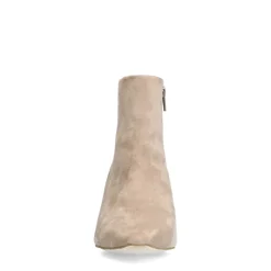 Manfield Beige suède enkellaarsjes met hak^DAMES Enkellaarsjes