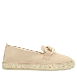 Manfield Beige suède espadrilles met chain^DAMES Espadrilles