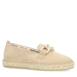 Manfield Beige suède espadrilles met chain^DAMES Espadrilles