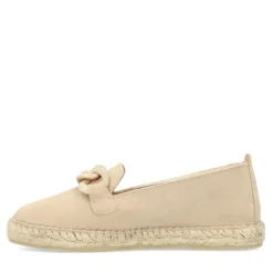 Manfield Beige suède espadrilles met chain^DAMES Espadrilles