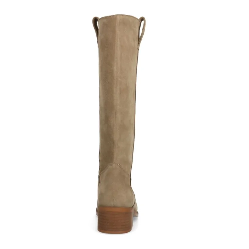 Manfield Beige suède laars^DAMES Laarzen