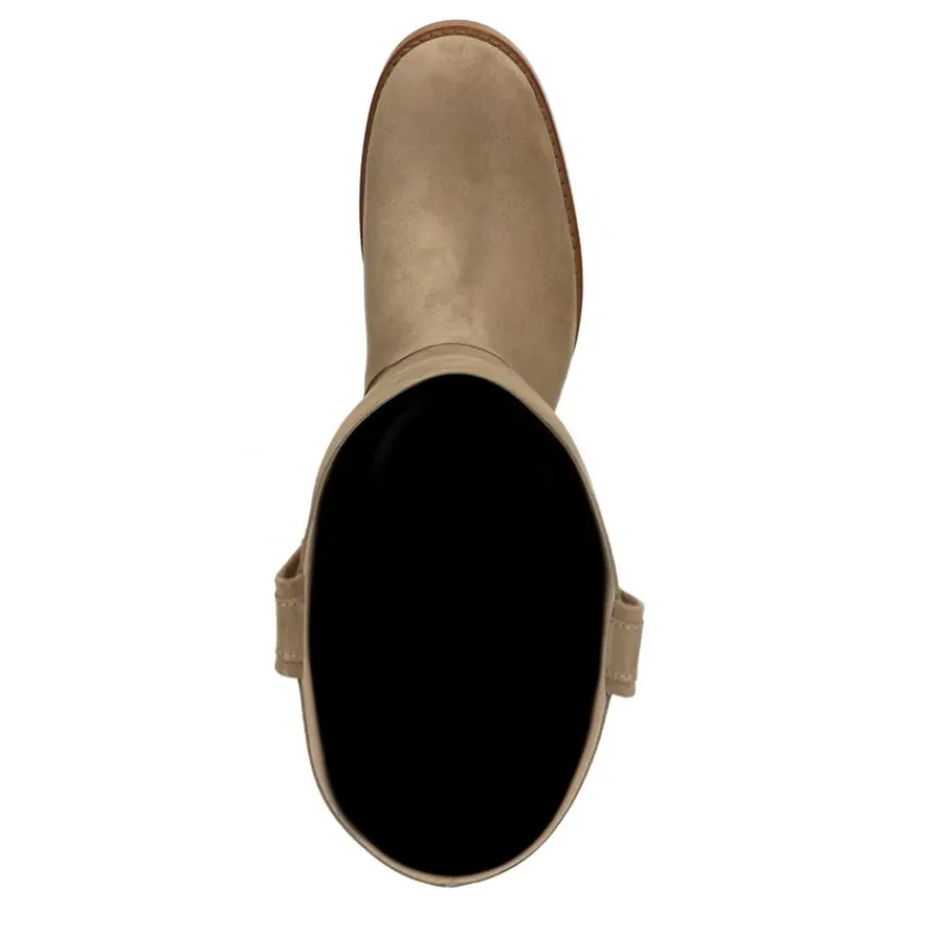 Manfield Beige suède laars^DAMES Laarzen