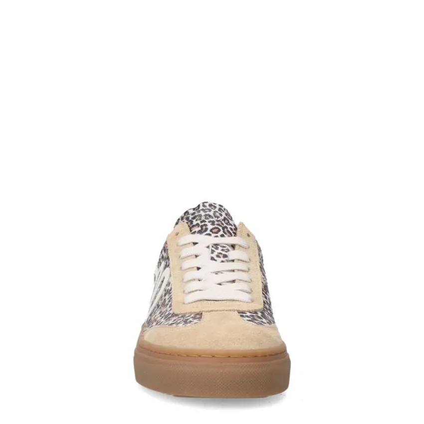 Manfield Beige suède leopard sneakers^DAMES Sneakers