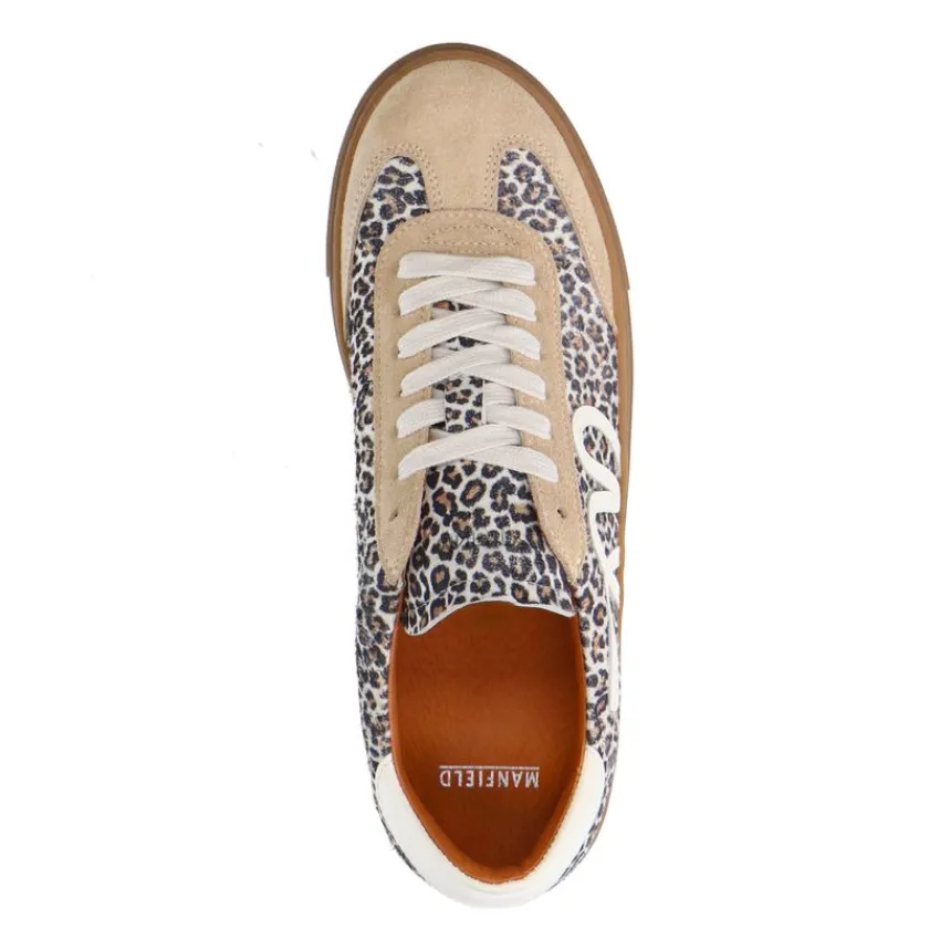 Manfield Beige suède leopard sneakers^DAMES Sneakers