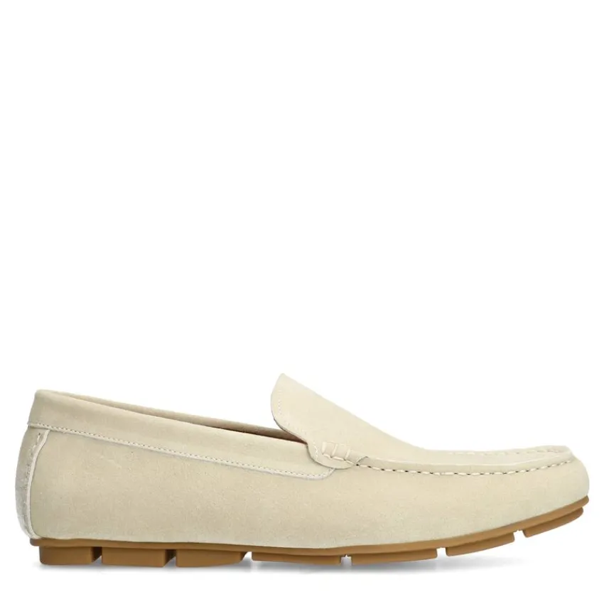 Manfield Beige suède loafer^Heren Loafers