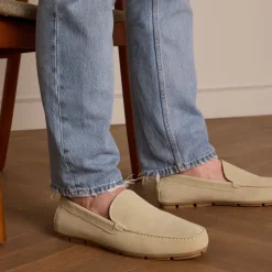 Manfield Beige suède loafer^Heren Loafers