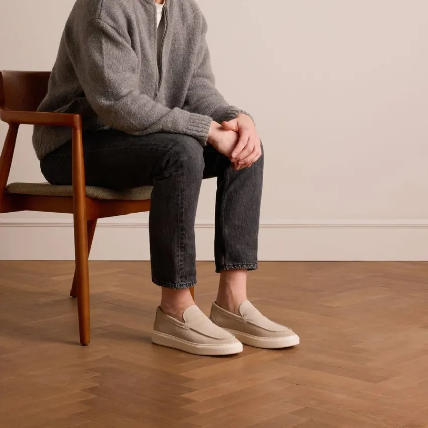 Manfield Beige suède loafers^Heren Loafers