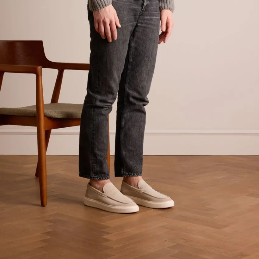 Manfield Beige suède loafers^Heren Loafers