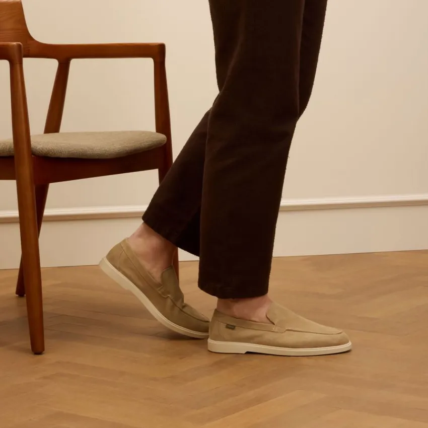 Manfield Beige suède loafers^Heren Loafers