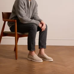 Manfield Beige suède loafers^Heren Loafers