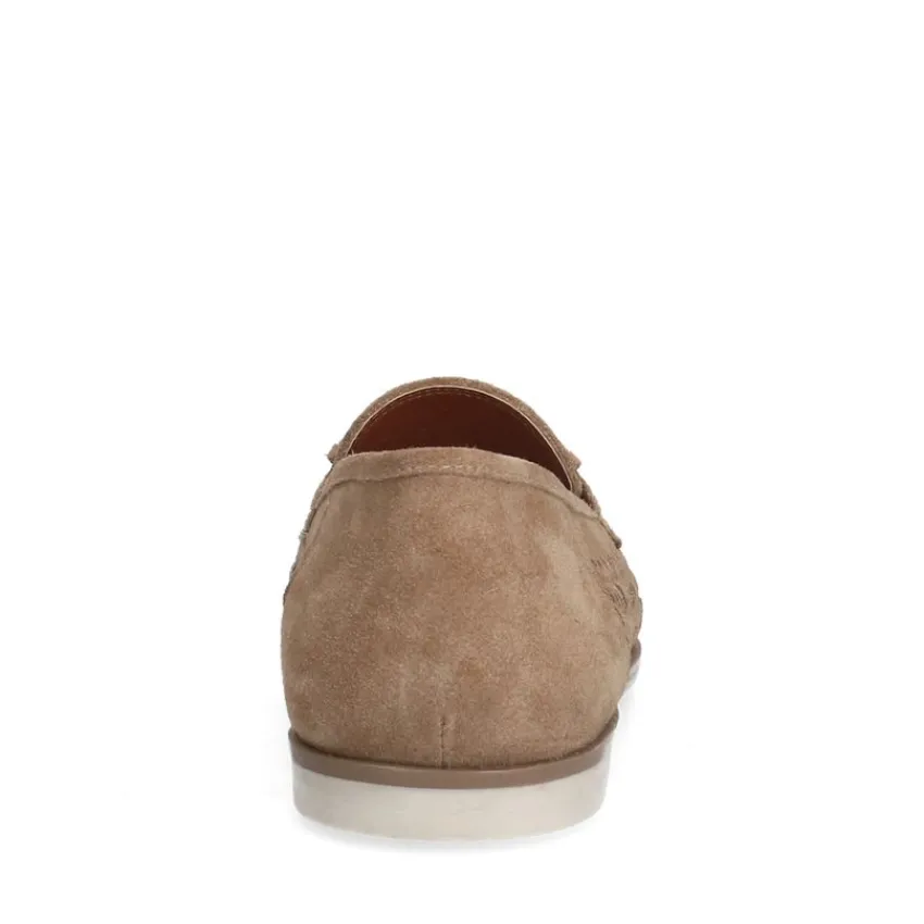 Manfield Beige suède loafers^Heren Loafers