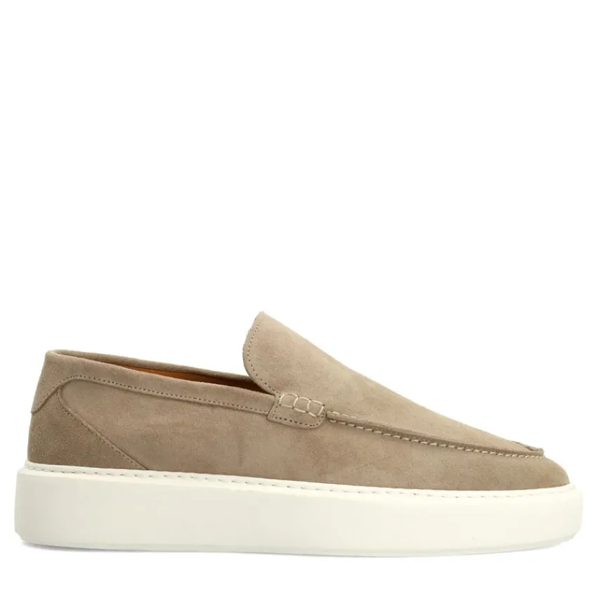 Manfield Beige suède loafers^Heren Loafers
