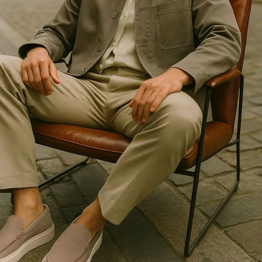 Manfield Beige suède loafers^Heren Loafers