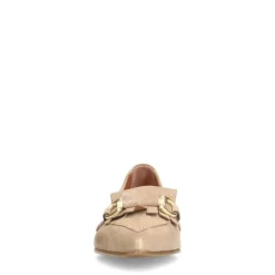 Manfield Beige suède loafers met glitter^DAMES Loafers