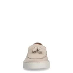 Manfield Beige suède loafers met kwastjes^Heren Loafers