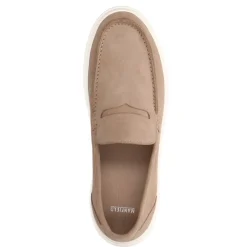 Manfield Beige suède loafers met sportieve zool^Heren Loafers