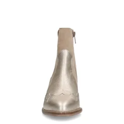 Manfield Beige suède metallic cowboy laarzen^DAMES Enkellaarsjes