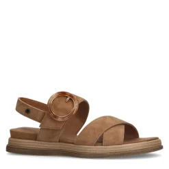 No Stress Beige suède plateau sandalen met gesp^DAMES Sandalen