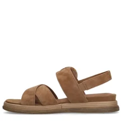 No Stress Beige suède plateau sandalen met gesp^DAMES Sandalen