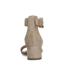 Manfield Beige suède pumps met enkelbandje^DAMES Sandalen