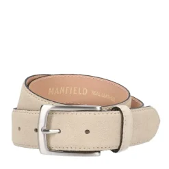 Manfield Beige suède riem^ Riemen