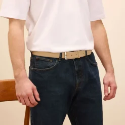 Manfield Beige suède riem^ Riemen