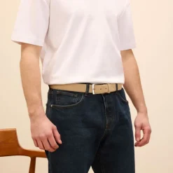 Manfield Beige suède riem^ Riemen