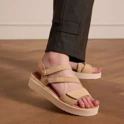 No Stress Beige suède sandalen^DAMES Sandalen