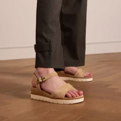 No Stress Beige suède sandalen^DAMES Sandalen