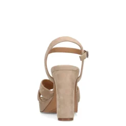 Manfield Beige suède sandalen met hak^DAMES Sandalen