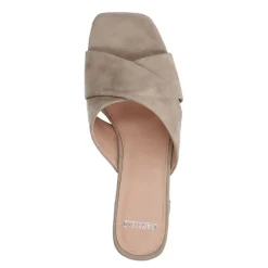 Manfield Beige suède sandalen met hak^DAMES Sandalen