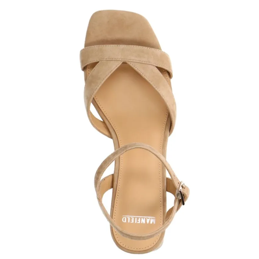 Manfield Beige suède sandalen met hak^DAMES Sandalen