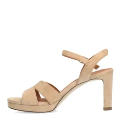 No Stress Beige suède sandalen met hak^DAMES Sandalen