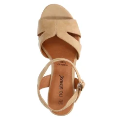 No Stress Beige suède sandalen met hak^DAMES Sandalen
