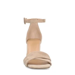 Manfield Beige suède sandalen met hak^DAMES Sandalen