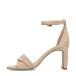 Manfield Beige suède sandalen met hak^DAMES Sandalen
