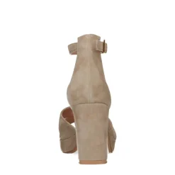 Manfield Beige suède sandalen met hak^DAMES Sandalen