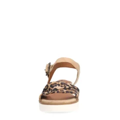 No Stress Beige suède sandalen met leopard details^DAMES Sandalen