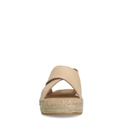 Manfield Beige suède sandalen met plateau^DAMES Espadrilles|Sandalen