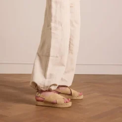 Manfield Beige suède sandalen met plateau^DAMES Espadrilles|Sandalen