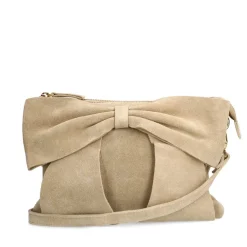 Manfield Beige suède schoudertas^ Schoudertassen