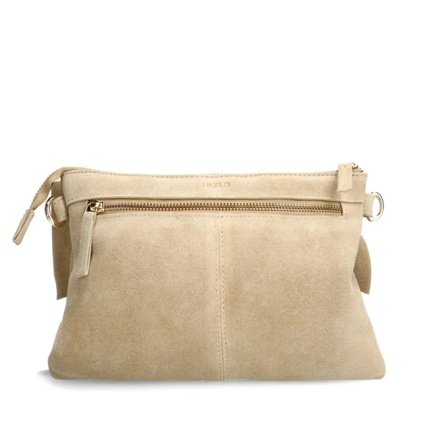 Manfield Beige suède schoudertas^ Schoudertassen