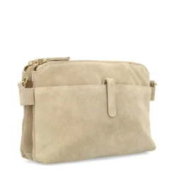 Manfield Beige suède schoudertas^ Schoudertassen